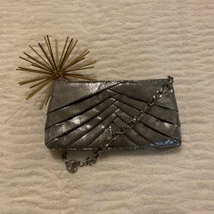 NWOT Kate Landry Silver Clutch / Shoulder Bag